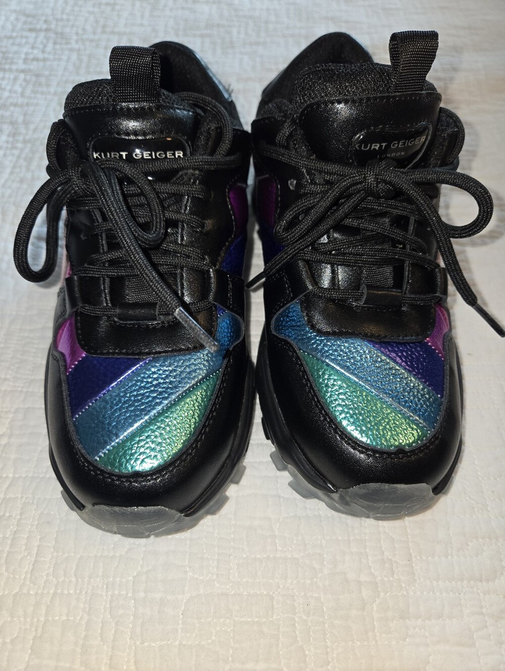 Kurt Geuger London Mini Lettie Eagle Kids Rainbow Accent Black Sneakers - Picture 4 of 9